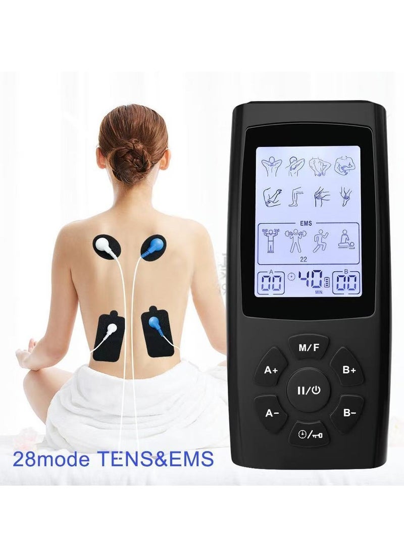 general Dual Channel TENS EMS Unit 28 Modes Upgraded Large Screen Intensity Muscle Stimulator for Back Neck Shoulder Pain Relief, Rechargeable Electric Pulse Massager TENS Machine - Image 5