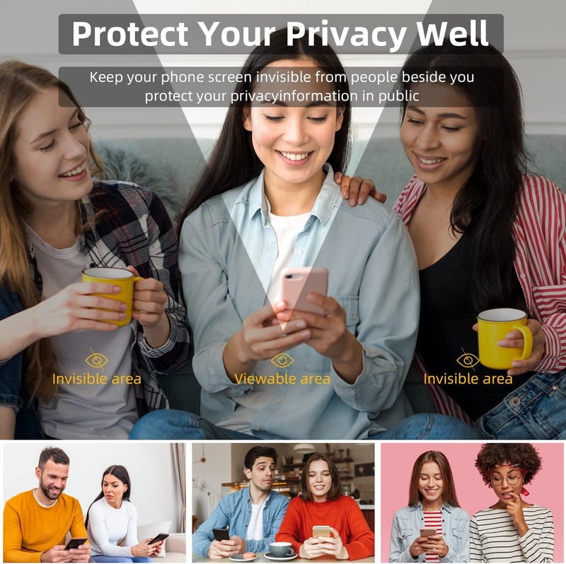 حماية شاشة الخصوصية - متوافقة مع آيفون 16، 15، 14 برو - 6.1 بوصة ملونة متدرجة مضادة للتجسس ومضادة للضوء الأزرق زجاج مقسى - Image 4