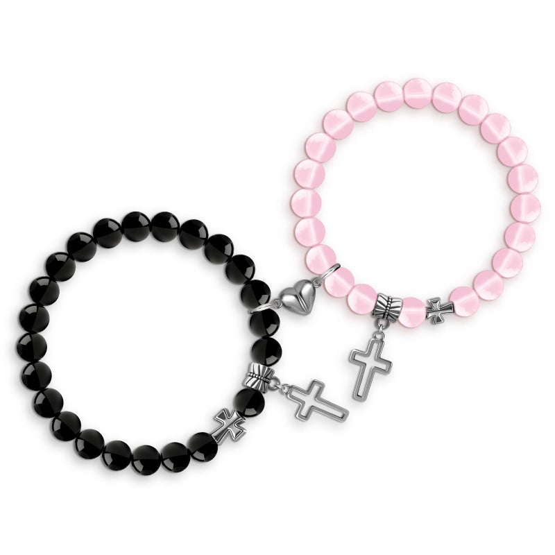 cow print Couples Bracelets for Him Her,Matching Bracelets for Couples Relationship, Anniversary Birthday Christian Gifts for Boyfriend Girlfriend, Mothers Day Gifts for Mom Dad Parents from Daughter Son - Image 1