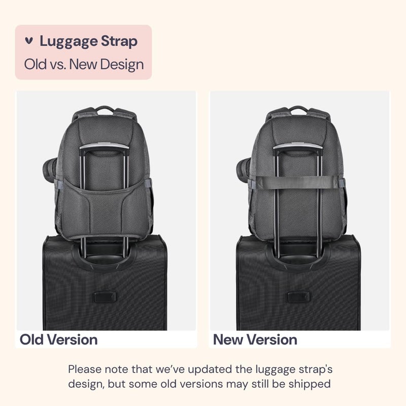 BabbleRoo Diaper Bag Backpack - Travel Large Baby Diaper Bag with Changing pad, Waterproof Baby Bags for Mom & Dad, Unisex Bags with Pacifier Case, Luggage Strap & Stroller Clips - Dark Gray - Image 2