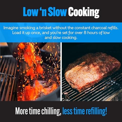 Slow 'N Sear SnS Grills Slow ‘N Sear Charcoal Inserts for Low ‘N Slow & High-Heat Cooking - Patented Stainless Steel Accessories for Kettle Grills - Low Profile 22" - Image 4