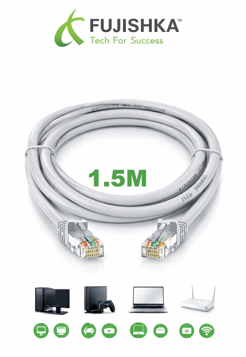 FUJISHKA CAT 6 Ethernet Cable 1.5M – Reliable High-Speed Data Cable - Image 1