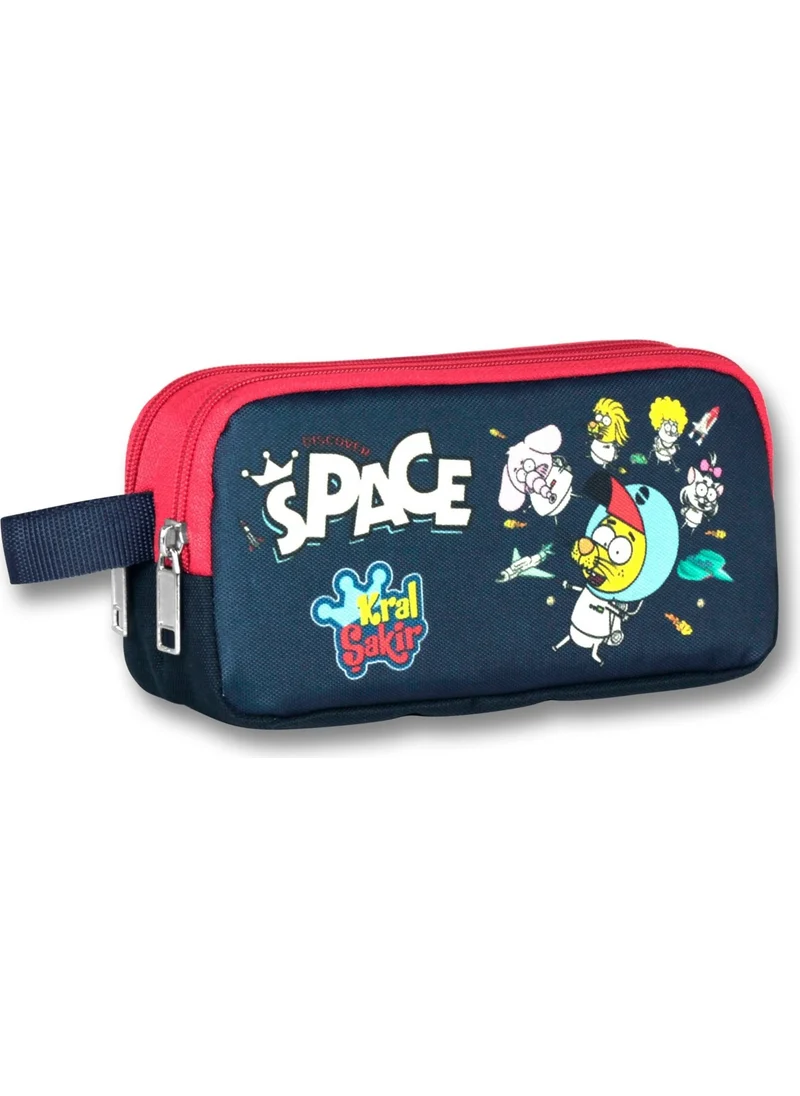 Ümit Çanta King Şakir Double Compartment Space Pencil Bag - Navy Blue-Red - Men