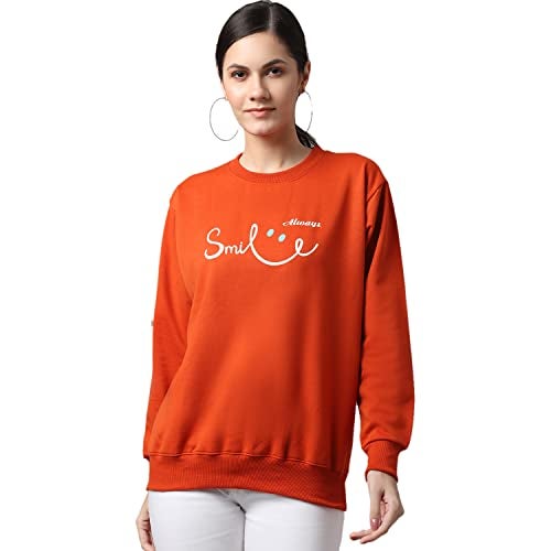 Mack Jonney Fleece Regular Fit Rust Women Sweatshirts (Pack of 1)-MACK640375, Round Neck, Medium - Image 1
