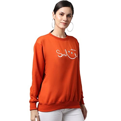 Mack Jonney Fleece Regular Fit Rust Women Sweatshirts (Pack of 1)-MACK640375, Round Neck, Medium - Image 3