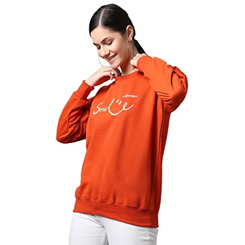 Mack Jonney Fleece Regular Fit Rust Women Sweatshirts (Pack of 1)-MACK640375, Round Neck, Medium - Image 2