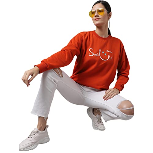 Mack Jonney Fleece Regular Fit Rust Women Sweatshirts (Pack of 1)-MACK640375, Round Neck, Medium - Image 5