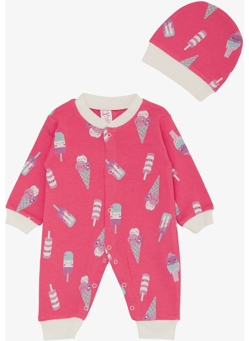 Breeze Baby Girl Jumpsuit Ice Cream Patterned 0-6 Months, Fuchsia