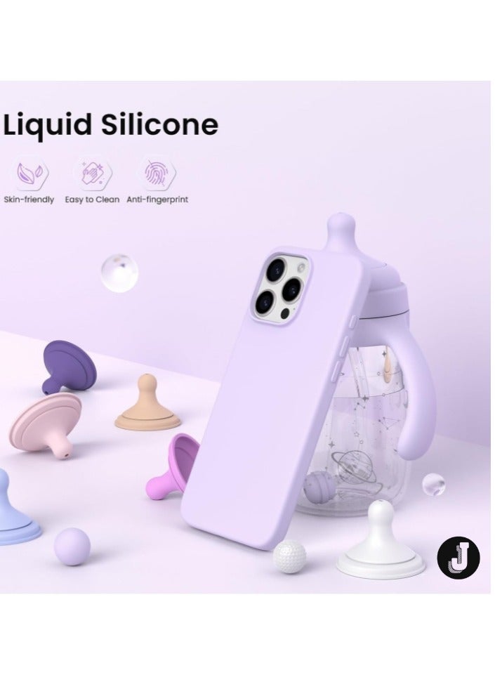 JAJEEK Premium Soft Liquid Silicone Case for iPhone 16 Pro – Silky Touch Full-Body Protective Bumper (Lilac) - Image 4