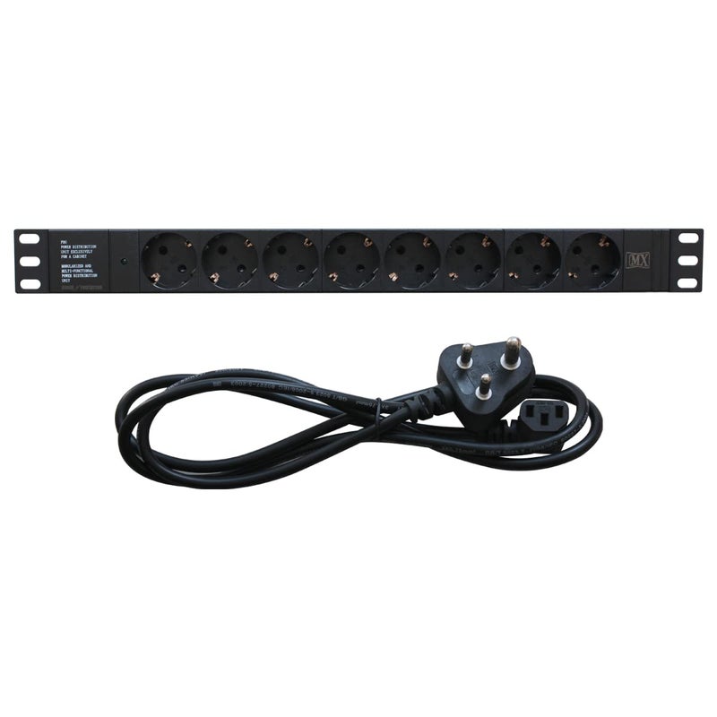 MX MX 8 Outlets Spike Protector German Schuko Socket of 16 Amp WallRack Mount 