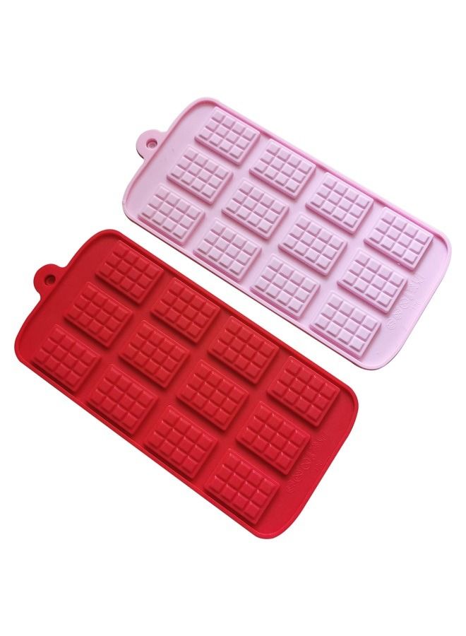 2 pack X Thin Mini Waffle Mold Chocolate DIY Tray Mould Silicone Party maker - Image 3