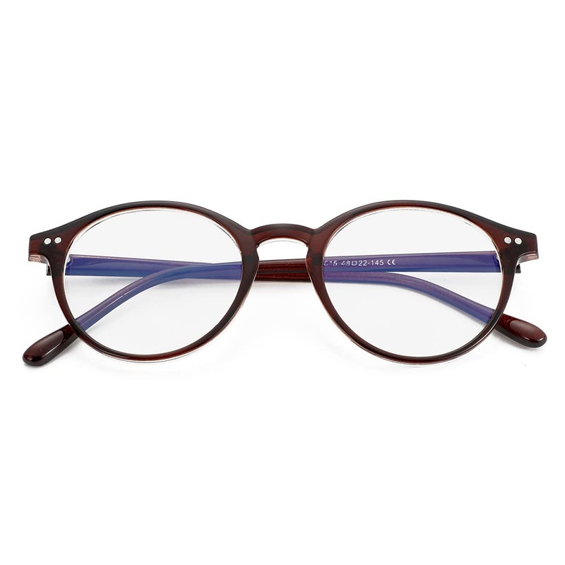 Gleyemor Blue Light Glasses for Men Women Vintage Round Bluelight Blocking Computer Screen Protection Glasses Brown - Image 3
