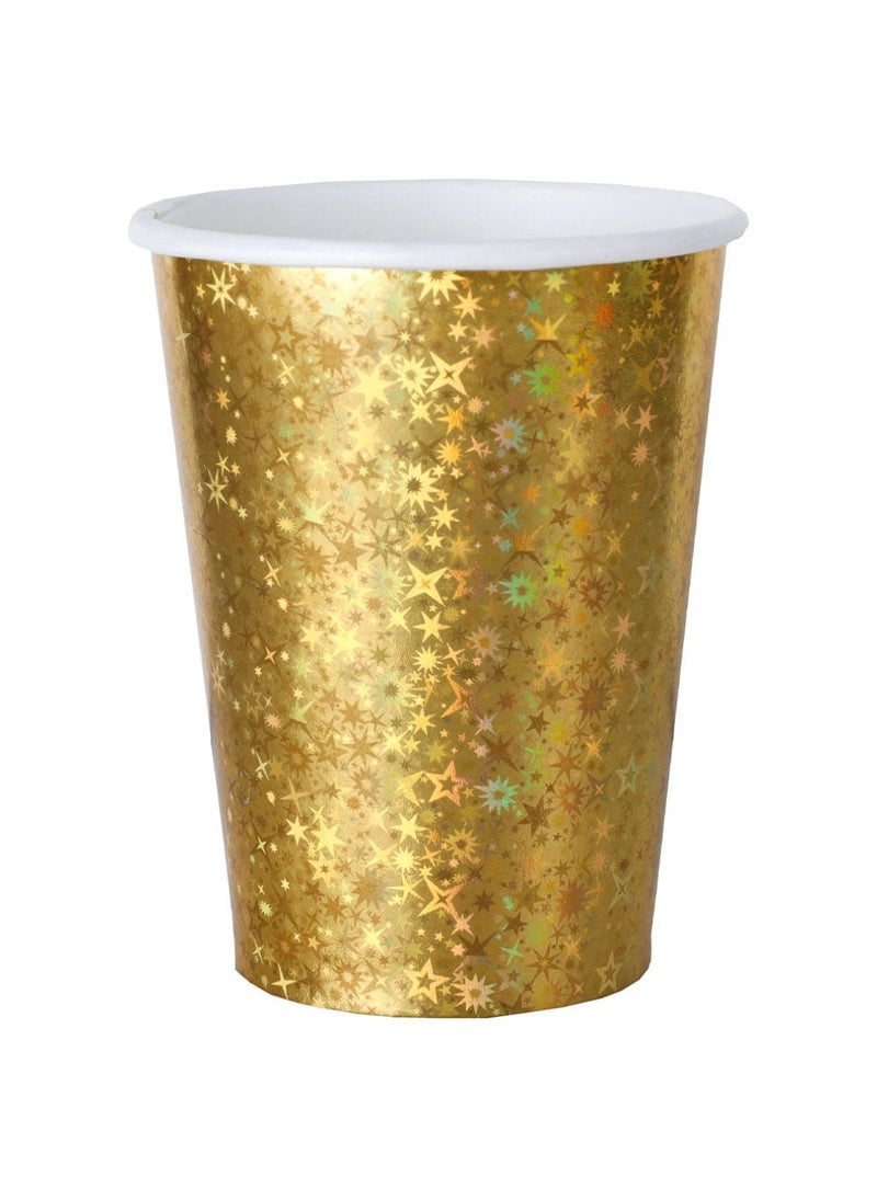أكواب ورقية ذهبية لامعة للاستخدام مرة واحدة، 9.5 سم، عبوة من 10 قطع