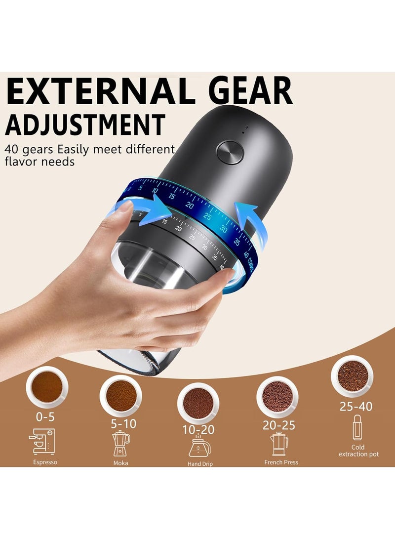 MissTiara V60 Burr Coffee Grinder with 40 Adjustable Settings & 35g Capacity, 1800mAh Rechargeable Coffee Bean Grinder with Conical Ceramic Burr, for Travel, Camping, Office, Espresso, etc  - Image 4