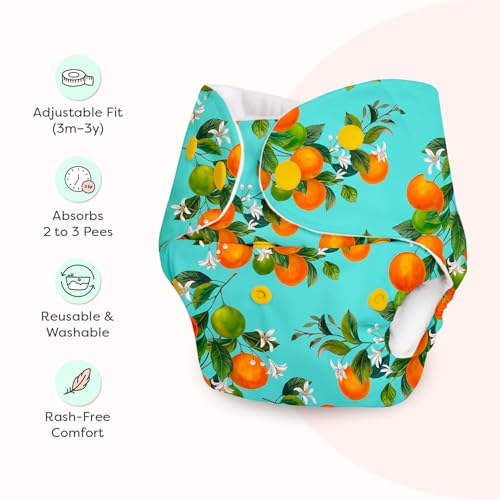 Superbottoms Basic Leakage-proof advanced cloth diapers for babies, High Absorbent 100% cotton 2 reusable diaper and 2 insert pad Combo Pack washable cloth diaper 3M -3Years Adjustable, Reduces Rash - Image 3