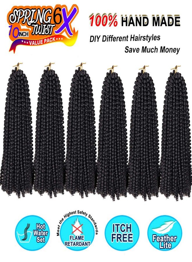 Liyate 6 Packs Spring Twist Braiding Hair Spring Twists Twist Hair Synthetic Fiber Fluffy Twist Crochet Braids Low Temperature Twist Crochet Hair for Women Braiding Hair(10inch,1B) - Image 2