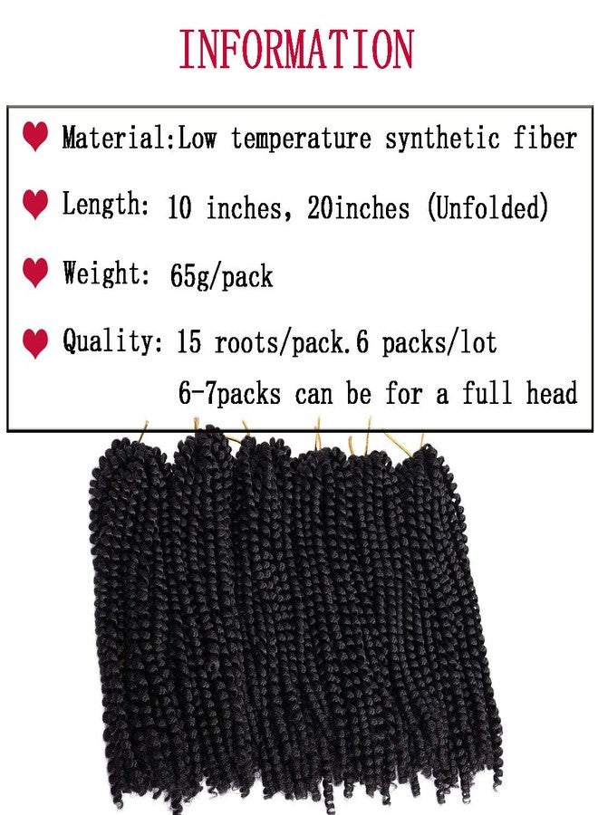 Liyate 6 Packs Spring Twist Braiding Hair Spring Twists Twist Hair Synthetic Fiber Fluffy Twist Crochet Braids Low Temperature Twist Crochet Hair for Women Braiding Hair(10inch,1B) - Image 3