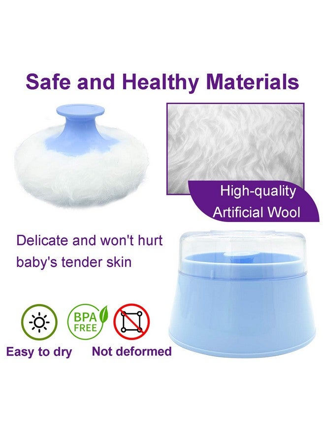 أوراسين علبة نفخة بودرة أطفال خالية من مادة BPA، علبة كبيرة 2.8 بوصة منفوشة لبودرة ما بعد الاستحمام، علبة نفخة بودرة للعناية بالوجه/الجسم للأطفال، علبة بودرة التلك التجميلية مع حامل يدوي (أزرق) - Image 4