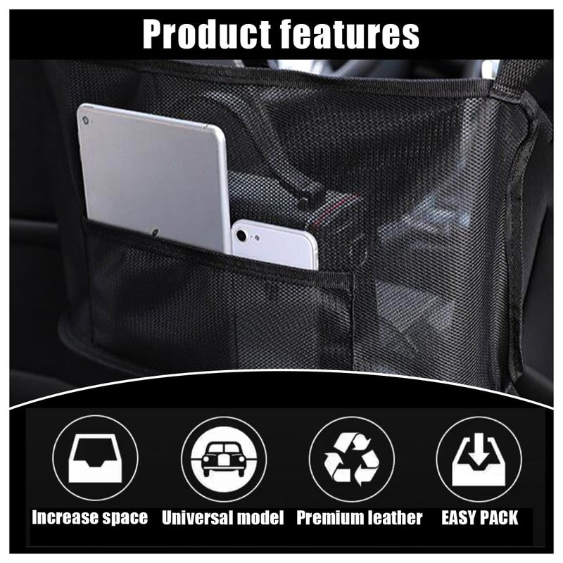 GLSOWEE Handbag Holder for Auto, Net Pocket Purse Holder Between Front Seats Car Storage Organizer, Universal Accessory for Women and Men, Pet/Kids Car Barrier (Black) - Image 4