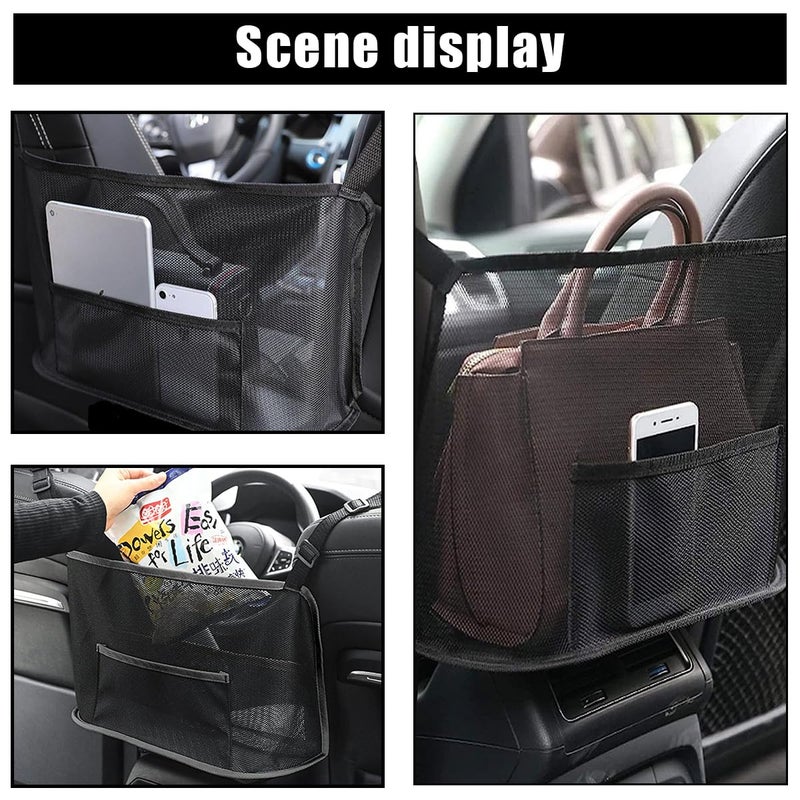 GLSOWEE Handbag Holder for Auto, Net Pocket Purse Holder Between Front Seats Car Storage Organizer, Universal Accessory for Women and Men, Pet/Kids Car Barrier (Black) - Image 5
