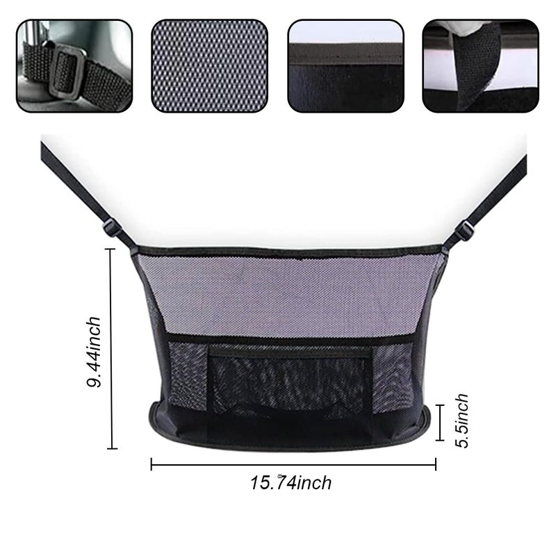 GLSOWEE Handbag Holder for Auto, Net Pocket Purse Holder Between Front Seats Car Storage Organizer, Universal Accessory for Women and Men, Pet/Kids Car Barrier (Black) - Image 2