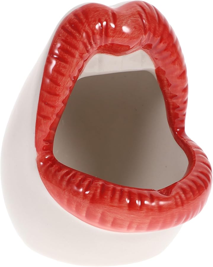 Creative Red Lips Ceramic Ashtray Big Mouth Cigarette Ash Holder Desktop Home Office Decoration - Image 1