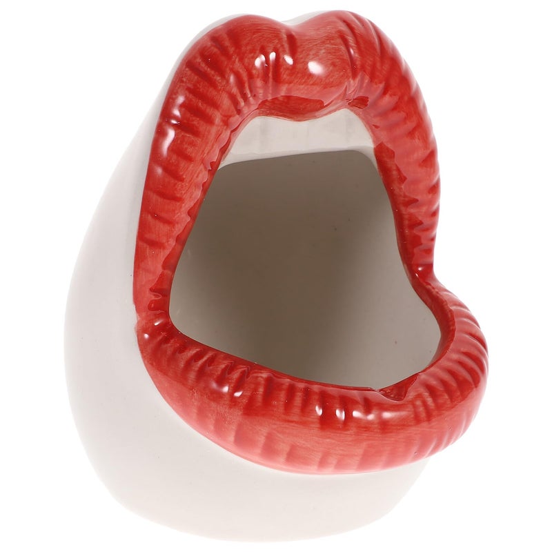 Creative Red Lips Ceramic Ashtray Big Mouth Cigarette Ash Holder Desktop Home Office Decoration - Image 2