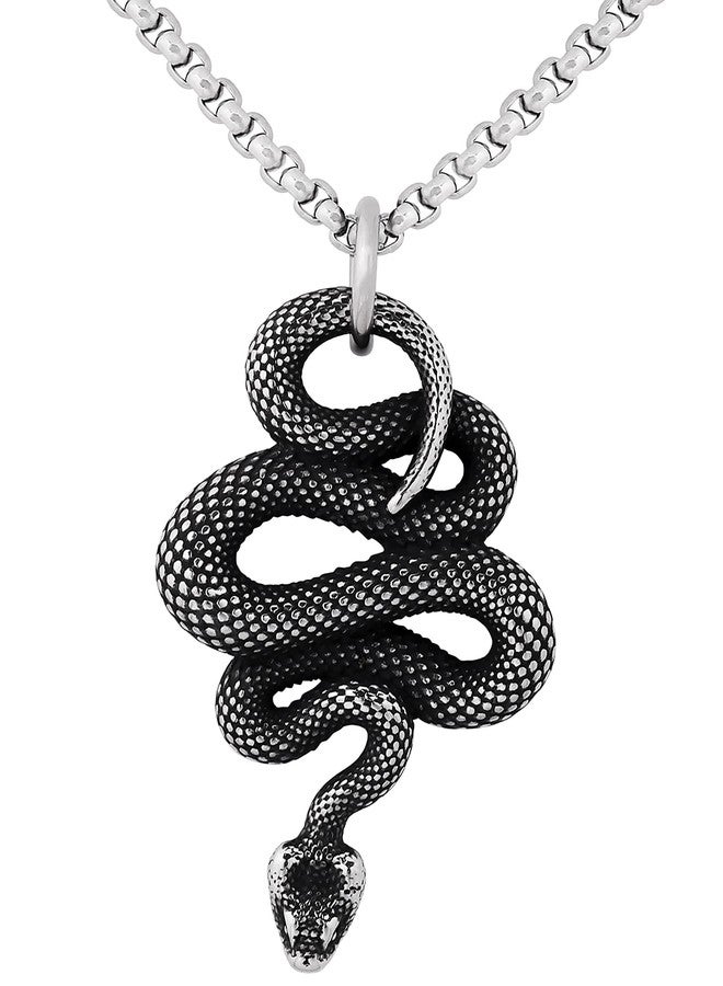 Sacina Goth Snake Necklace, Stainless Steel Snake Pendant, Halloween Christmas New Year Jewelry Gift For Women, Men - Image 1
