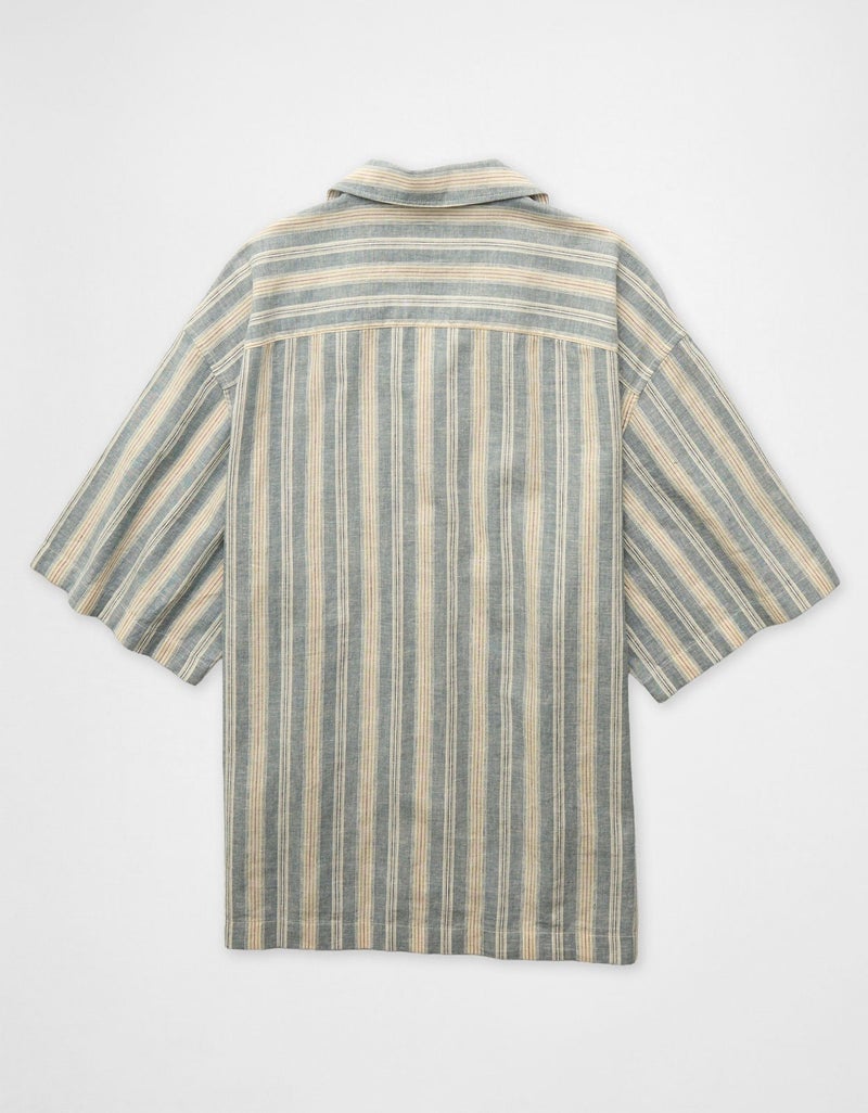 American Eagle AE Relaxed Fit Linen-Blend Camp Collar Shirt - Image 4