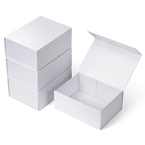 Ditwis 4 Pack 95x7x4 Inches Gift Boxes with Magnetic Closure Lids White Magnetic Box for Wedding Groomsmen Bridesmaid Proposal Birthdays Mothers Day
