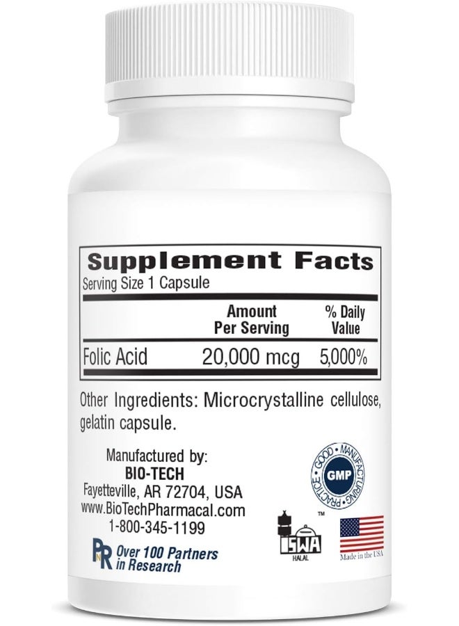 Bio-Tech Pharmacal حمض الفوليك من بايو-تيك فارماكال (20 ملغ، 100 حبة) - Image 4