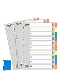 SYOSI 3 Pack File Dividers, Binder Dividers with Tabs A4 Size 10 Tab Dividers for 3 Ring Binder 11 Pre-Punched Holes, A4+ File Dividers for Office Home School  - Image 1