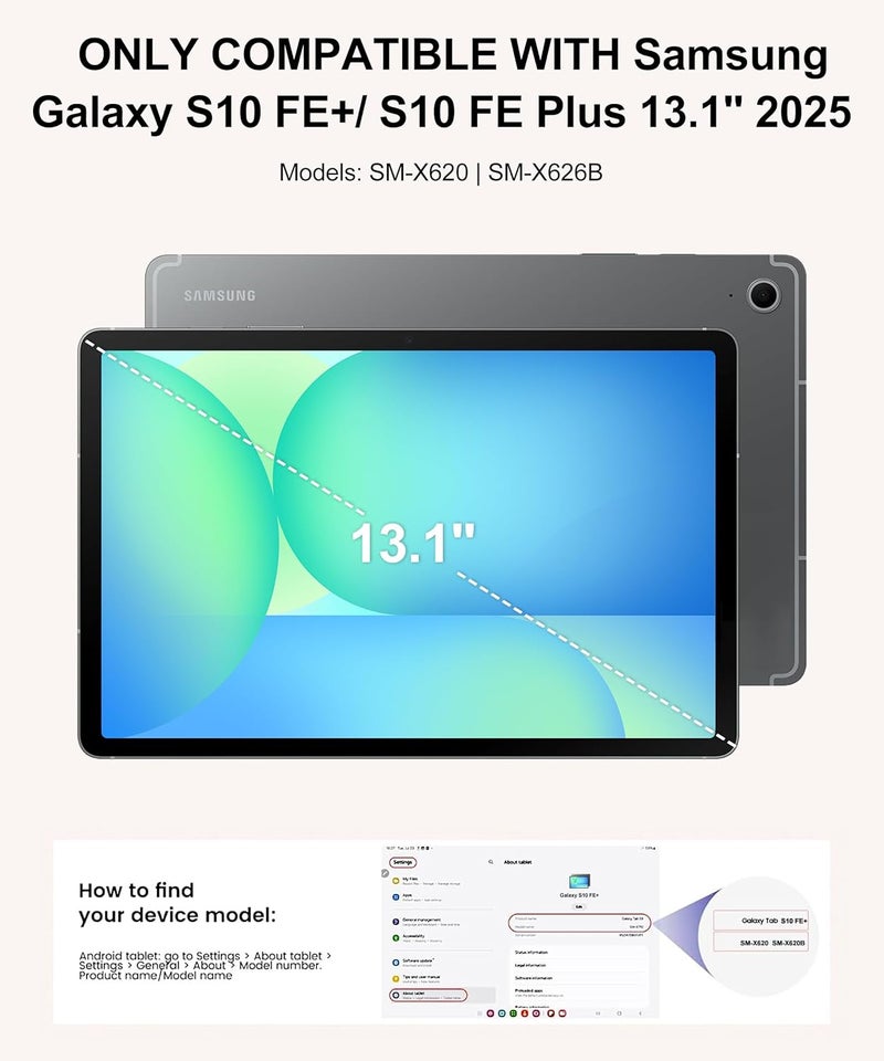 SENGBIRCH Keyboard Case for Samsung Galaxy Tab S10 FE+ Plus 13.1'' 2025 Detachable Wireless Keyboard for Galaxy Tablet S10FE+ Case with S Pen Holder, Protective Folio for Samsung Tab S10 FE Plus Keypad, Grey - Image 2