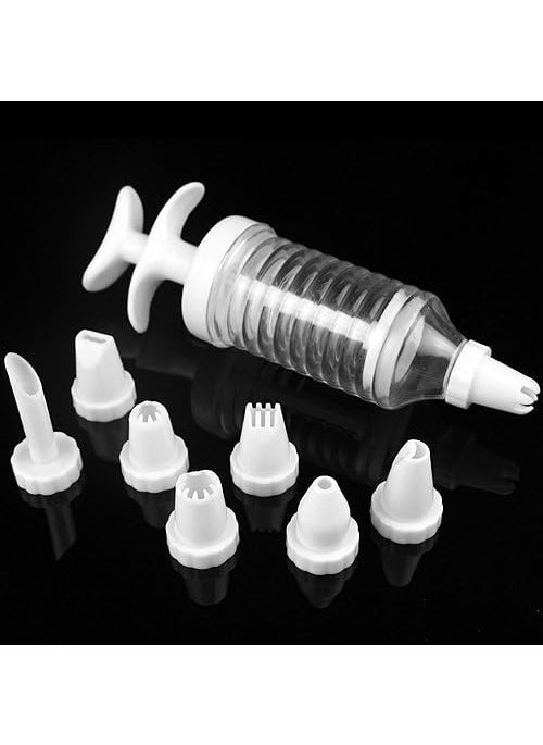 DIGITALWEAR DIGITALWEAR Cake Decorating Icing Syringe Piping Set with 7 Nozzles Cake Decorator Plastic Tools Kit Decorating Beautiful Designs for Cake Decoration  - Image 3