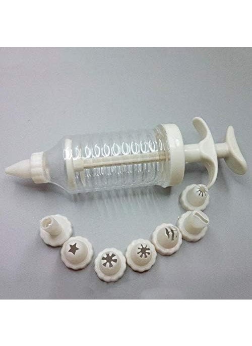 DIGITALWEAR DIGITALWEAR Cake Decorating Icing Syringe Piping Set with 7 Nozzles Cake Decorator Plastic Tools Kit Decorating Beautiful Designs for Cake Decoration  - Image 4