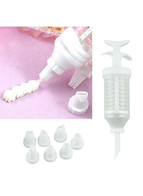 DIGITALWEAR DIGITALWEAR Cake Decorating Icing Syringe Piping Set with 7 Nozzles Cake Decorator Plastic Tools Kit Decorating Beautiful Designs for Cake Decoration  - Image 5