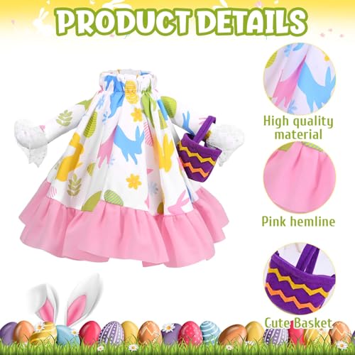 JcHrmers Easter Goose Outfit Bunny and Eggs Porch Goose Clothes Fits 23 Cement Plastic Goose Statue for Outdoor Garden Lawn Yard Patio Decor Pink - Image 3