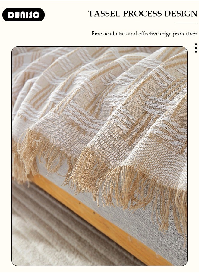 DUNISO 3 Cushion Sofa Cover, Washable Sofa Throw Blanket, Versatile Sofa Silpcover for All Seasons Oversize Couch Cover, Pet Couch Covers for Sofa  L-Shape U-Shaped Woven Throw Blanket with Tassels, 180*300cm  - Image 5