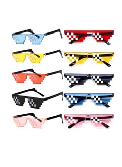 SUNSAR [5 Pack] Sunglasses, Men Women Glass 8 Bit Pixel Mosaic Glasses Photo Props Unisex Sunglass for Adults Teens Multiple Colour  - Image 1