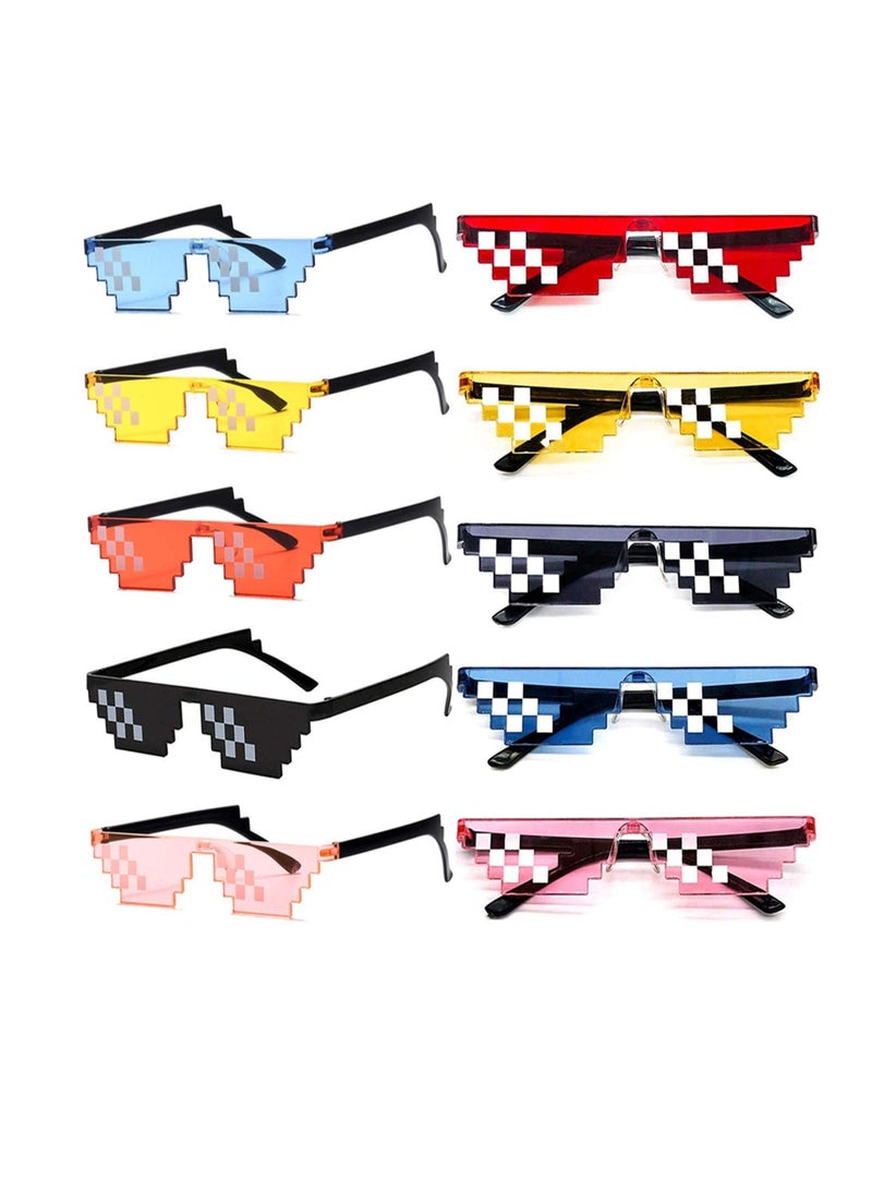 سونسر نظارات شمسية [5 عبوات]، نظارات شمسية للرجال والنساء زجاجية 8 بت فسيفساء فسيفساء 8 بت، نظارات شمسية للجنسين للبالغين والمراهقين متعددة الألوان - Image 1