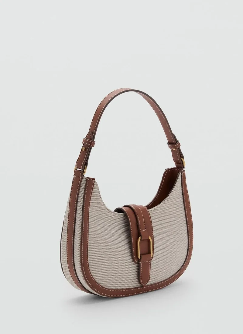 MANGO Contrast Canvas Shoulder Bag