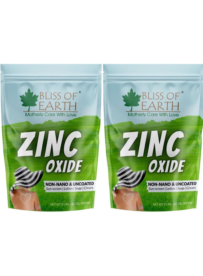 Bliss of Earth 32oz Zinc Oxide Powder Non-Nano & Uncoated for Skin, Face, Cosmetic & DIY Product 907Gm Pack of 2 - Image 1