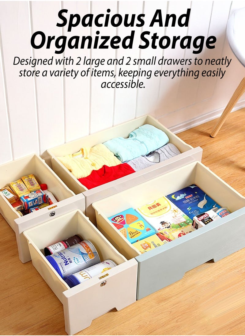 DBLEW Portable Kids Plastic Storage Cabinet with 4 Drawers Collapsible Chest Organizer for Toys, Children Clothes, Toddler Dresses and Accessories Quick Install Dresser for Bedrooms, Playrooms and Nursery Child-Friendly Durable Design Box Containers With Cartoon Characters  - Image 4