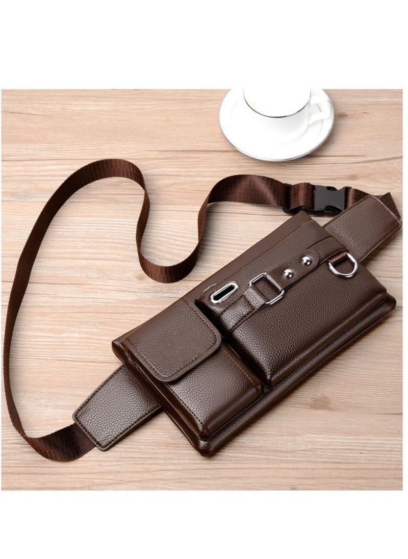Generic - Mens Genuine Leather Sling Bag Chest Shoulder Bag Waist Crossbody - Image 1