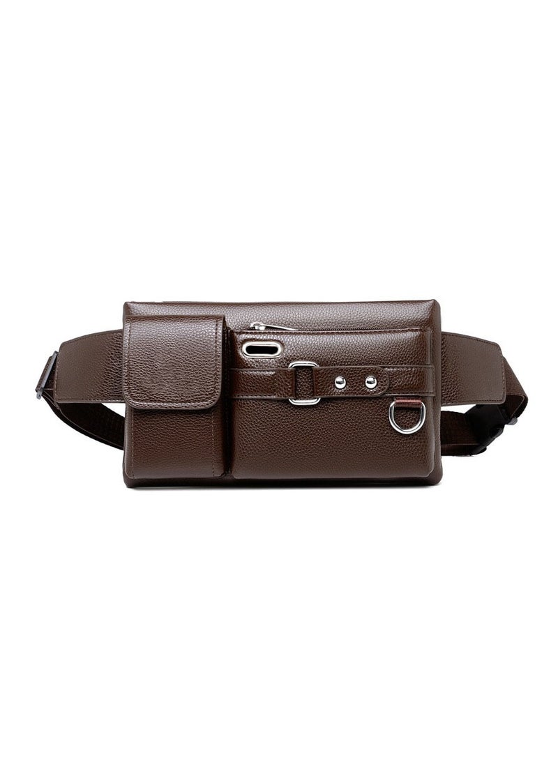 Generic - Mens Genuine Leather Sling Bag Chest Shoulder Bag Waist Crossbody - Image 1