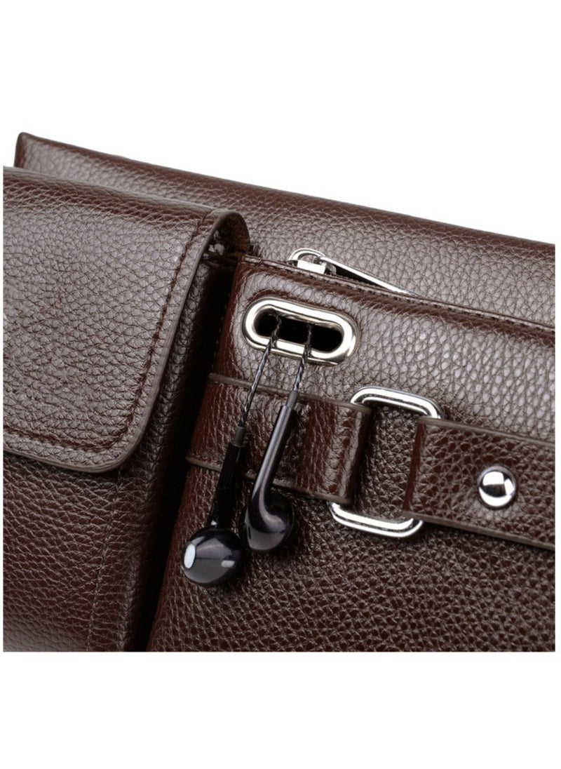 Generic - Mens Genuine Leather Sling Bag Chest Shoulder Bag Waist Crossbody - Image 1