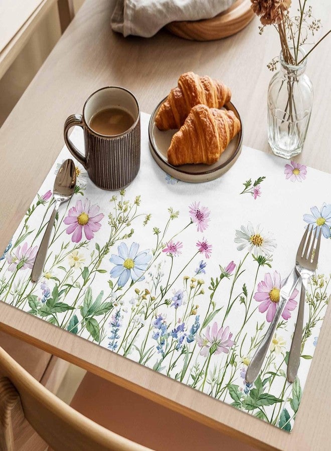 Futuregrace Spring Flower Floral Placemats Set of 6,Non Slip Washable Table Mats Set, Colorful Spring Table Placemats for Kitchen Dining Table,Wedding Holiday Party Decoration - Image 3