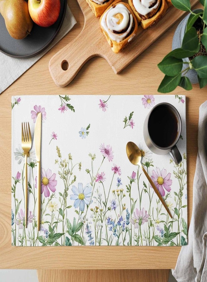 Futuregrace Spring Flower Floral Placemats Set of 6,Non Slip Washable Table Mats Set, Colorful Spring Table Placemats for Kitchen Dining Table,Wedding Holiday Party Decoration - Image 2