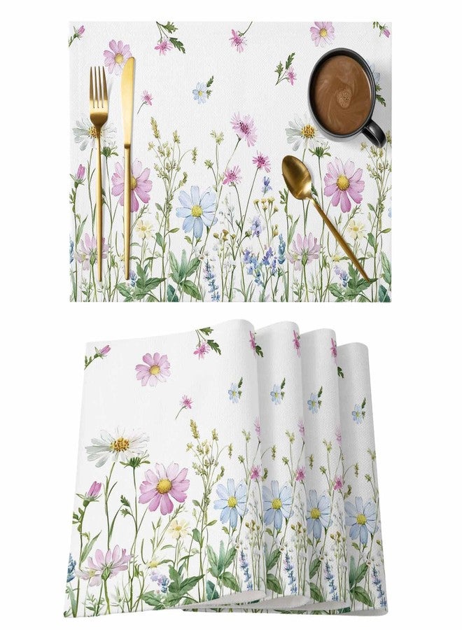 Futuregrace Spring Flower Floral Placemats Set of 6,Non Slip Washable Table Mats Set, Colorful Spring Table Placemats for Kitchen Dining Table,Wedding Holiday Party Decoration - Image 1