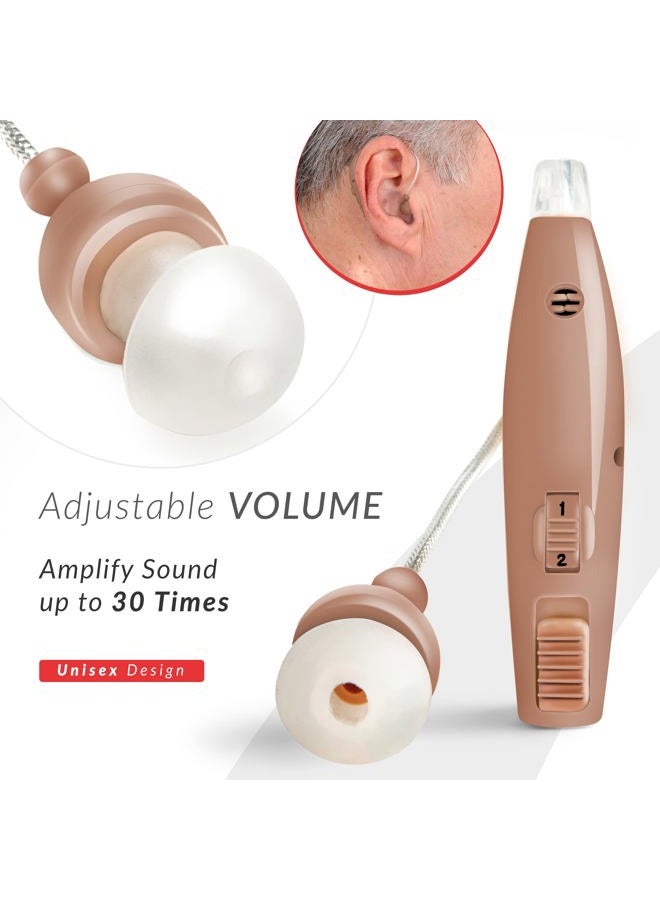 MSA 30X Behind the Ear Sound Amplifier, Amplifies Sound by 30 Times, Lightweight, Virtually Invisible, Comfortable, Adjustable Volume, Fast Charging, Medium Brown, 1ct - Image 5